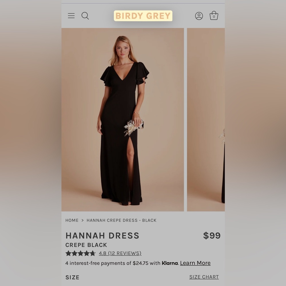black birdy grey bridesmaid dress - style is Hannah Crepe size small worn once